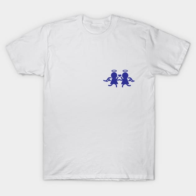 Dark Blue Twin Angels Holding Hands T-Shirt by Robin Studio